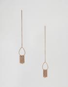 Nylon Fringe Drop Earrings - Gold