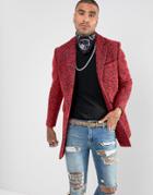 Devils Advocate Premium Wool Blend Rock Star Boucle Coat - Red