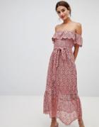 Na-kd- Lace Off Shoulder Dress - Pink