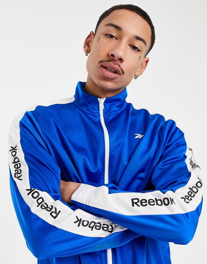Reebok Te Linear Logo Track Jacket In Blue-blues