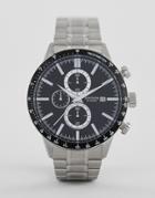 Sekonda 1375 Chronograph Watch With Black Dial And Silver Strap - Silver