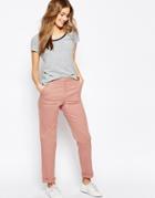 Asos Casual Chino Pants With Roll Hem - Dusty Pink