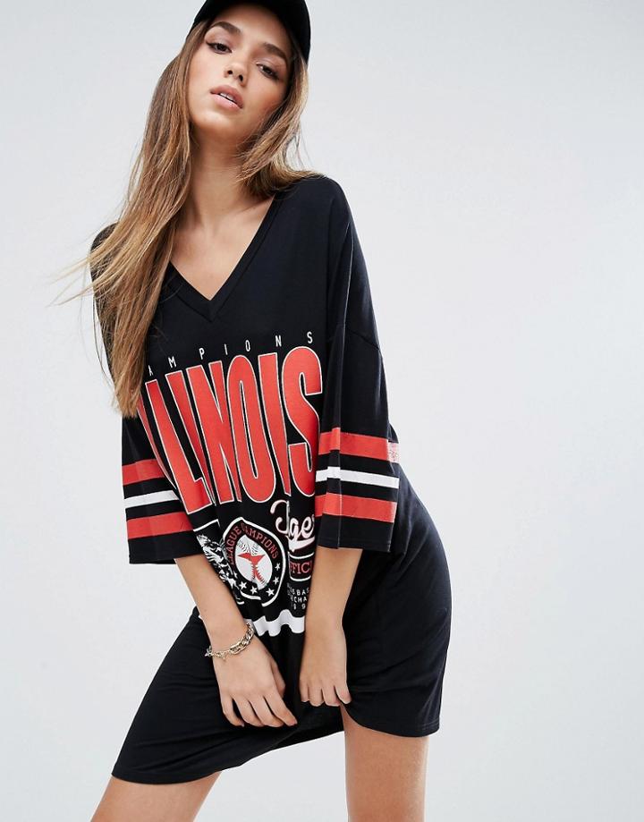 Missguided Baseball Jersey Dress - Red