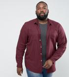 Asos Design Plus Regular Fit Shirt In Burgundy - Red