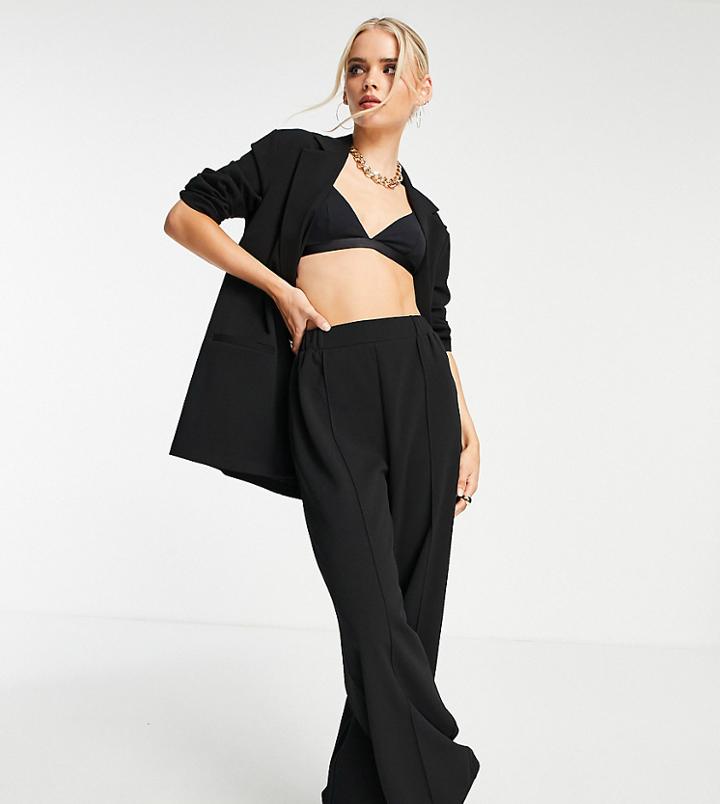 Asos Design Petite Jersey Slouchy Wide Leg Pant In Black