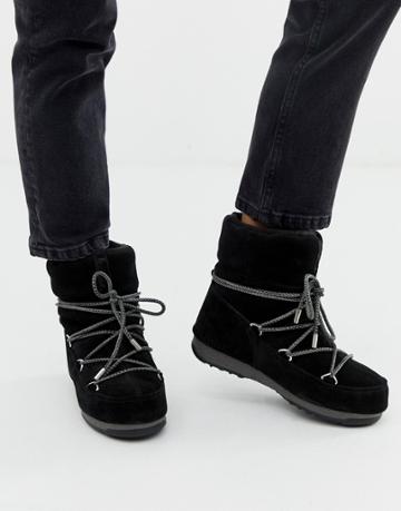 Moonboot Low Suede Waterproof Boot In Black - Black