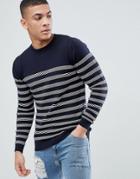 Next Stripe Sweater In Navy - Blue