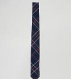 Heart & Dagger Woven Check Blade Tie - Navy
