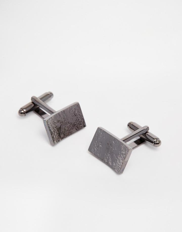 Asos Textured Cufflinks In Gunmetal - Black