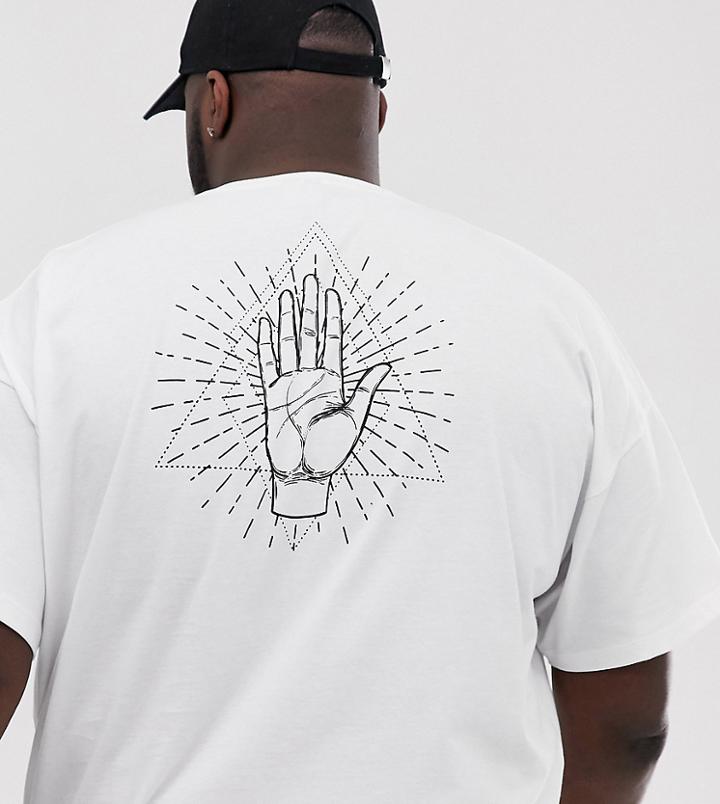 Asos Design Plus Oversized T-shirt With Palm Print - White