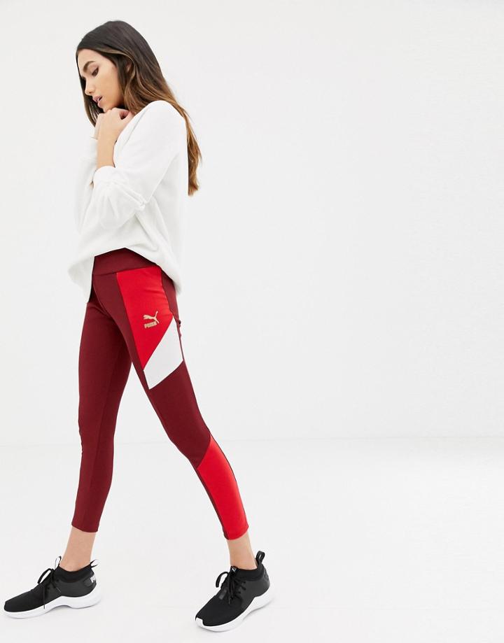 Puma Retro Rib Leggings - Red