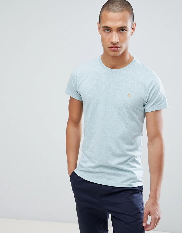 Farah Gloor Slim Fit Logo Marl T-shirt In Light Green - Green