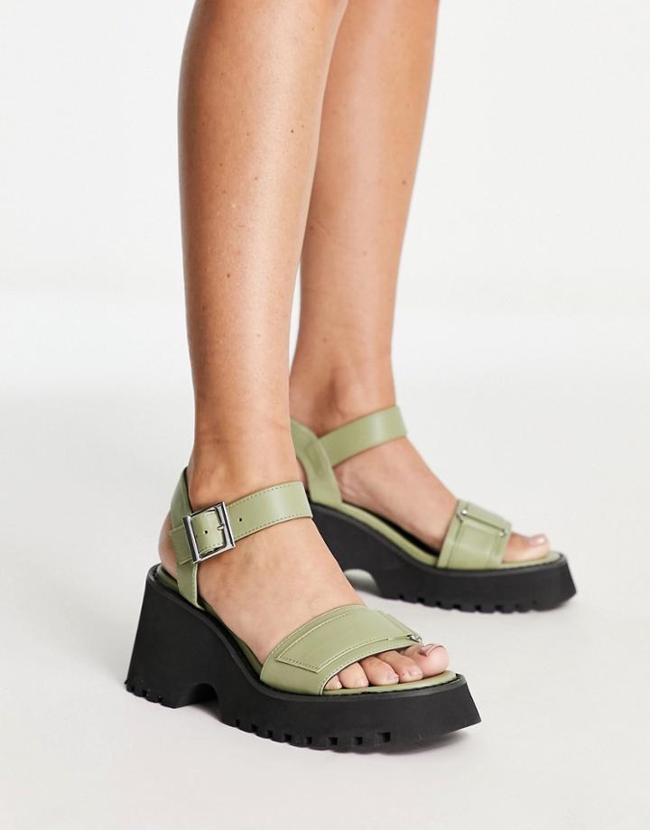 Asos Design Twine Chunky Sandals In Green