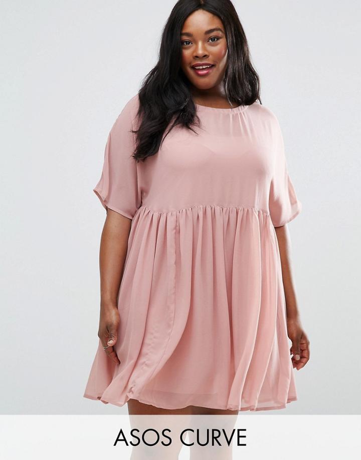 Asos Curve Smock Dress - Pink