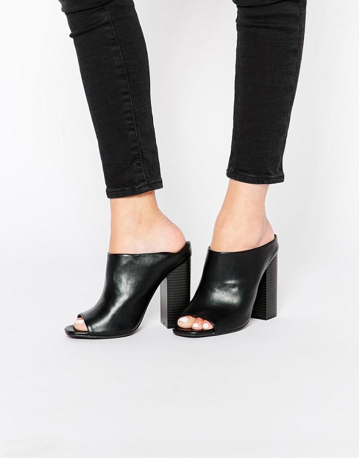 Missguided Block Heeled Mules - Black