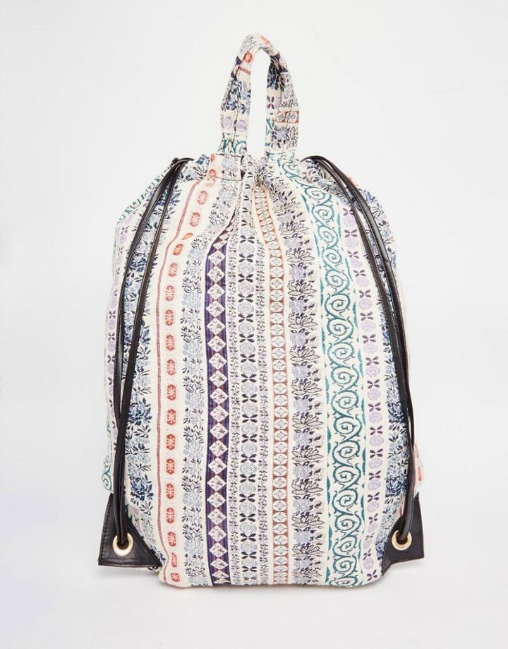 Asos Paisley Drawstring Backpack - Multi