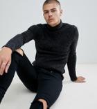 Siksilk Knitted Roll Neck Sweater In Black Exclusive To Asos