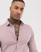 Asos Design Skinny Fit Smart Shirt In Dusty Pink