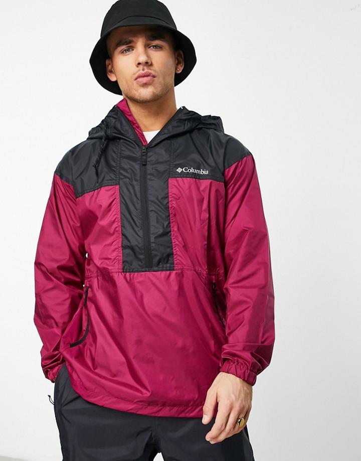 Columbia Flash Challenger Anorak Jacket In Burgundy-red