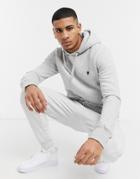 French Connection Essentials Hoodie With Logo In Gray-grey