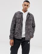 Asos Design Utility Jacket With Camo Print In Gray - Gray