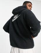 Nike Sport Essentials Sherpa Hoodie With Back Logo In Black