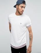 Le Breve Longline T-shirt Curved Hem With Contrast Sleeve - Pink