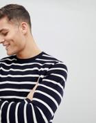 Mango Man Knitted Striped Sweater In Navy - Navy