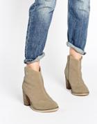Asos Each And Everyone Wide Fit Western Leather Ankle Boots - Sand