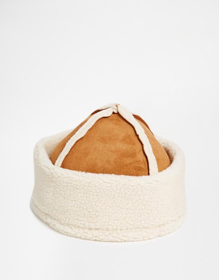 Asos Hat In Tan Faux Shearling - Tan