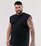 Asos Design Plus Oversized Longline Sleeveless T-shirt In Black - Black