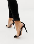 Boohoo Heeled Court Shoe In Clear - Black
