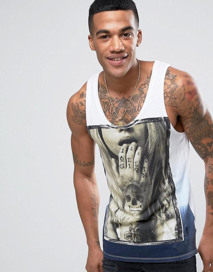Religion Tank With Graphic Print - Blue