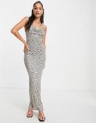 I Saw It First Cowl Neck Maxi Dress In Mono Print-multi