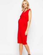 Asos Maternity Bodycon Dress With Ruching - Navy