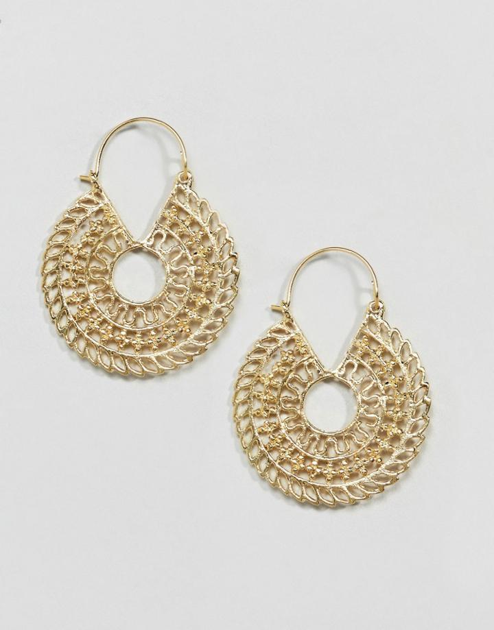 Asos Design Cut Out Disc Hoop Earrings - Gold