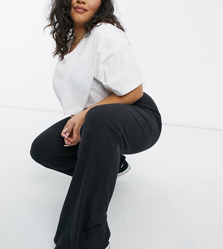 Outrageous Fortune Plus Exclusive Wide Leg Flares In Black