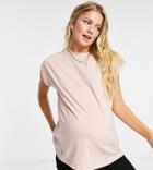 Asos Design Maternity Boxy Sleeveless T-shirt In Sand-neutral