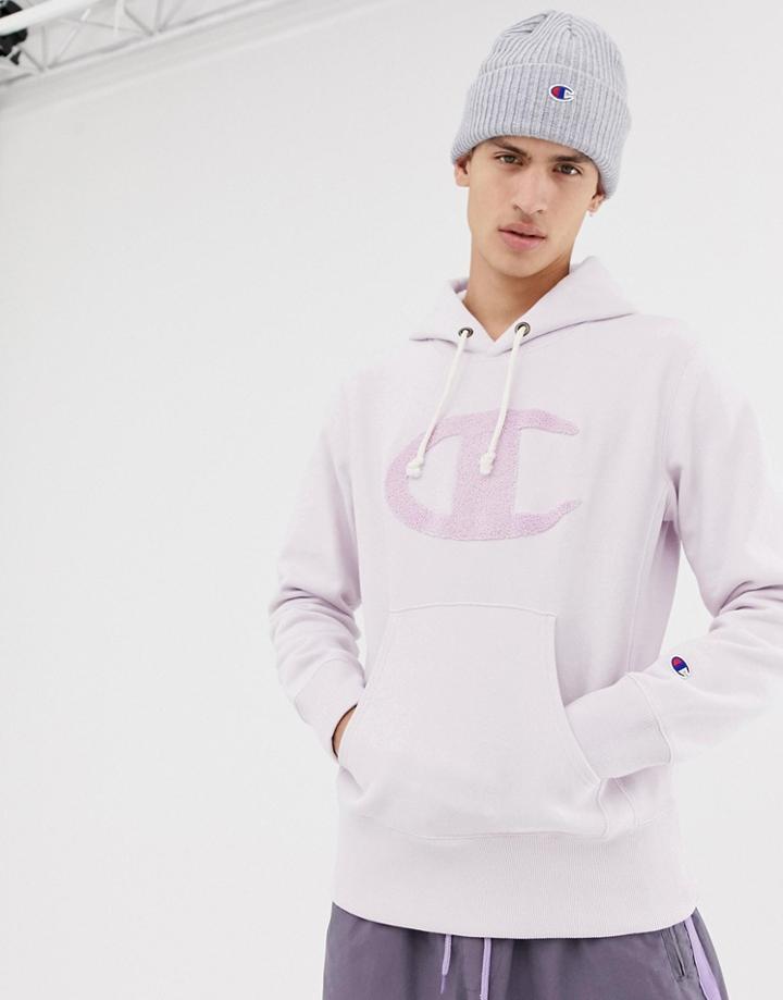 Champion Hoodie With Large Reverse Weave Logo In Lilac - Purple