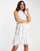Y.a.s Bridal Mini 3d Halter Neck Dress In White