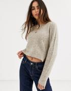 River Island Cropped Sweater In Oatmeal