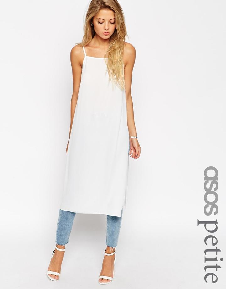 Asos Petite Longline High Neck Cami Top With Side Splits - Black