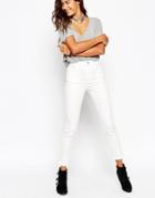 Asos Farleigh Slim Mom Jeans In Winter White - White