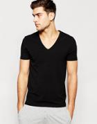 Asos Loungewear Muscle T-shirt With Deep V-neck In Black - Black
