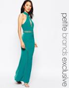 Jarlo Petite Halter Neck Maxi Dress With Front Keyhole Detail - Teal