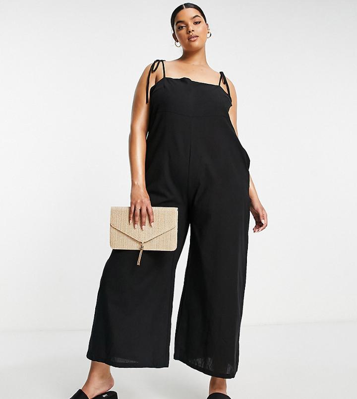 Lola May Plus Cami Jumpsuit In Black
