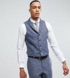 Asos Tall Slim Suit Vest In Blue Flecked Wool Blend