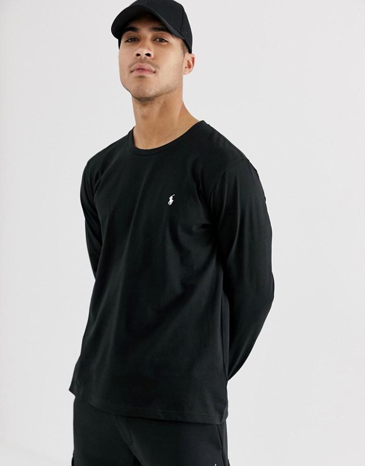 Polo Ralph Lauren Long Sleeve Lounge Soft Cotton Top In Black
