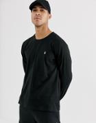 Polo Ralph Lauren Long Sleeve Lounge Soft Cotton Top In Black