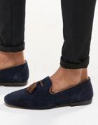 Asos Tassel Loafers In Suede - Navy